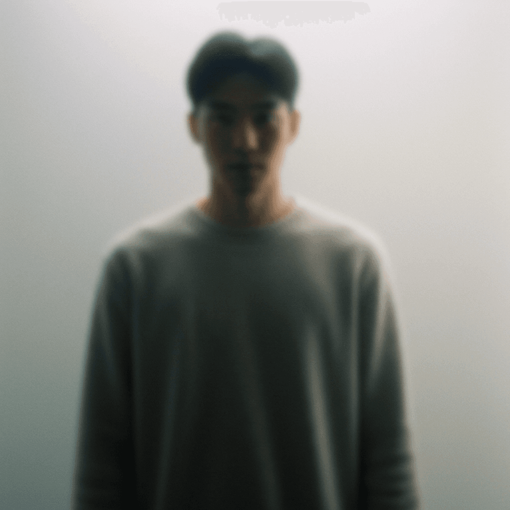 Blurry image of an asian male front facing view